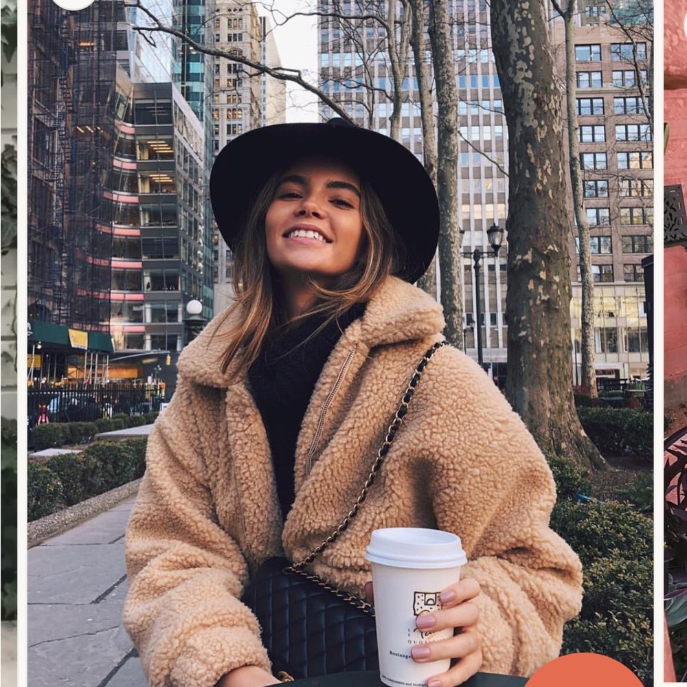 Streetwear Society | Camel Teddy Bear Chunky Jacket Coat pockets women’s Large